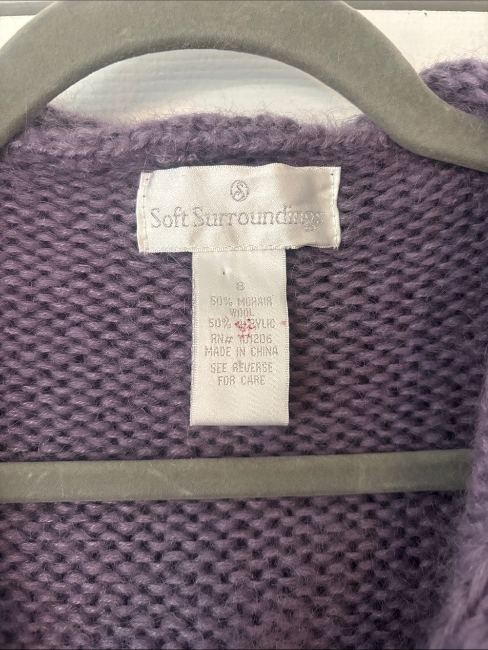 Soft Surroundings Mohair Blend Chunky Oversized Hooded Cardigan Coat Purple S - Picture 2 of 4